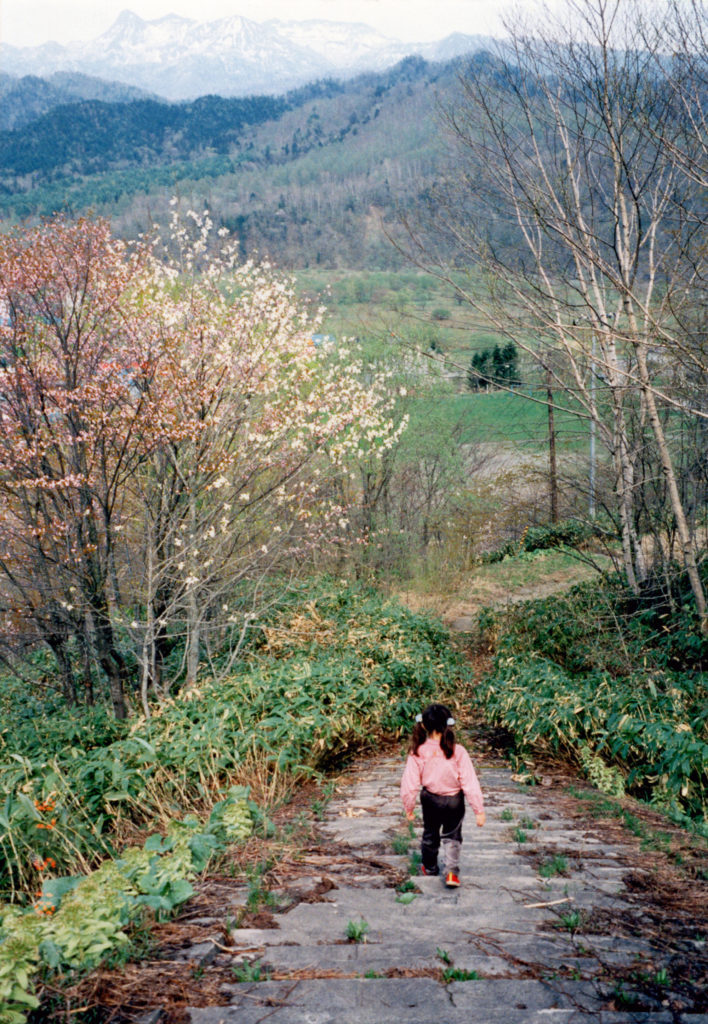 神社階段下の桜　1997